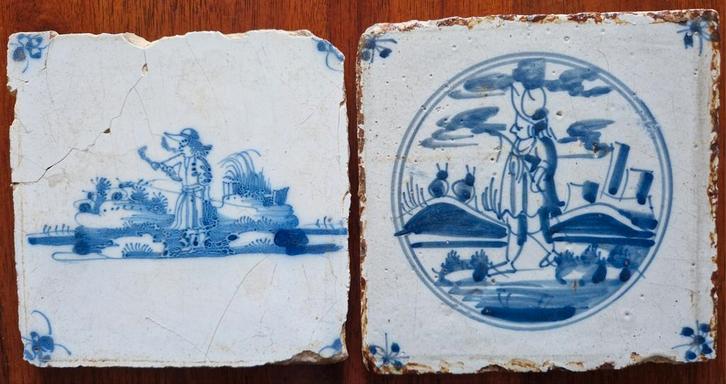 Oude Delftse Tegels - Set van 2, Antiek en Kunst, Antiek | Wandborden en Tegels, Ophalen of Verzenden