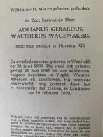 pastoor Wagemakers 1909 Waalwijk 1970 Landhorst, Ophalen of Verzenden, Bidprentje