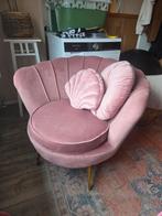 Roze velours schelpstoel, Ophalen, Gebruikt, Eenpersoons, 75 tot 100 cm