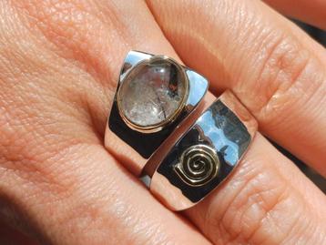 Vanoli 925 zilver ring toermalijn kwarts maat 19 verstelbaar beschikbaar voor biedingen