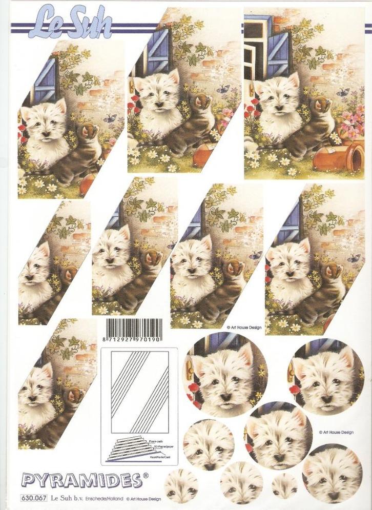 d4 knipvel le suh 630.067 pyramide honden, Hobby en Vrije tijd, Kaarten | Zelf maken, Nieuw, Knipvel, Dieren, Ophalen of Verzenden