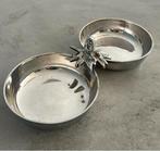 Verzilverde hapjesschaal 2 vakjes schaaltjes bakjes zilver, Antiek en Kunst, Ophalen of Verzenden, Zilver