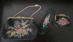 Hand tas set Petit Point-borduurwerk antiek vintage, Ophalen of Verzenden