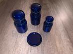 Blauw glazen potten set Made in Belgium, Ophalen of Verzenden, Zo goed als nieuw