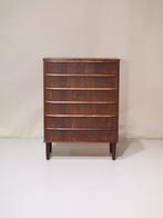 Hoge ladekast palissander Deens vintage, Ophalen, 100 tot 150 cm, -, 50 tot 100 cm