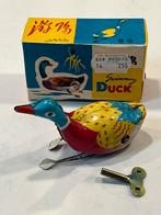 Vintage blikken speelgoed opwind eend Swimming Duck + doos, Antiek en Kunst, Antiek | Speelgoed, Ophalen of Verzenden