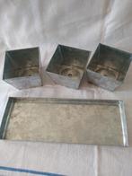 Zinken Tray met 3 vierkante Bloempotjes, Ophalen of Verzenden, Nieuw, Overige materialen, Minder dan 25 cm
