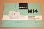 Onderdelencatalogus typemachine Optima M14 - 1965 !!, Ophalen of Verzenden, Gelezen