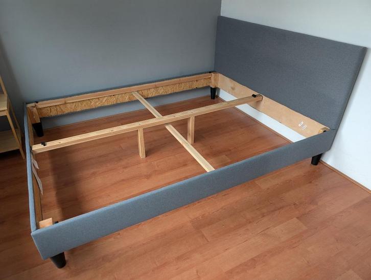 Ikea Säbövik bedframe 160x200cm, Huis en Inrichting, Slaapkamer | Bedden, Gebruikt, Tweepersoons, 160 cm, 200 cm, Hout, Grijs