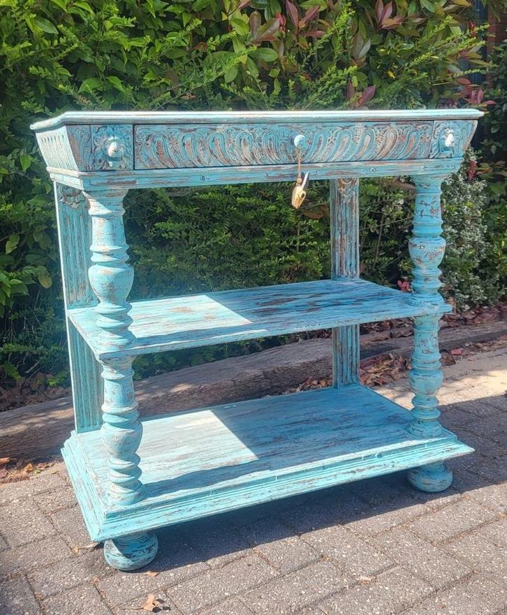 Shabby/Houtsnijwerk/Wastafel/Sidetable/Tafel, Antiek en Kunst, Curiosa en Brocante, Ophalen of Verzenden