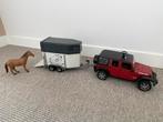 Bruder Jeep Wrangler Rubicon met paardentrailer en paard, Ophalen of Verzenden, Zo goed als nieuw, Jongen of Meisje
