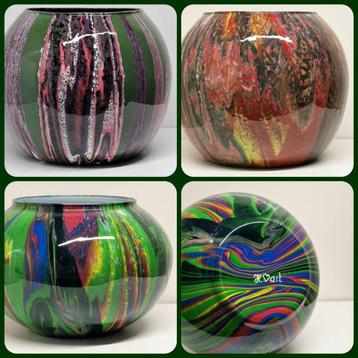 vaas bolvazen gegoten uniek epoxy pouring art kunst handmade beschikbaar voor biedingen
