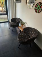 2 zwarte fauteuils met panters, Ophalen, Gebruikt, 75 tot 100 cm, Stof
