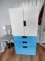 Kledingkast IKEA Stuva wit met blauwe lades, Ophalen, Gebruikt, Kast, 50 tot 70 cm