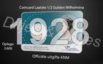 Laatste halve gulden Wilhelmina in coincard KNM 1928, Postzegels en Munten, Munten | Nederland, Ophalen of Verzenden, Koningin Wilhelmina