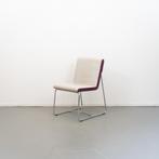 4x Leolux Spring (Eetkamer) Stoel Wit/Paars Leer - Chroom, Niet ingevuld, Wit, Niet ingevuld, Ophalen of Verzenden