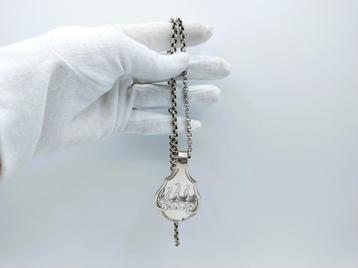 Zilveren jasseronketting met 18e eeuwse hanger, 66,5 cm. beschikbaar voor biedingen