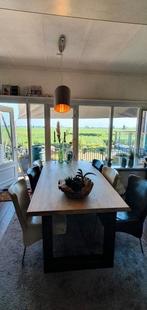 Robuuste eiken boomstam eettafel 100 bij 220, Ophalen, Gebruikt