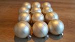 12 kerstballen met zilver streepje kerstboom ornament, Diversen, Kerst, Ophalen of Verzenden, Gebruikt