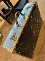 Leuke oude koffer - hout blauw, Ophalen of Verzenden