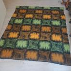 Vintage wollen deken, geel/groen/bruin, Huis en Inrichting, Ophalen of Verzenden, Gebruikt, Tweepersoons, Deken of Dekbed