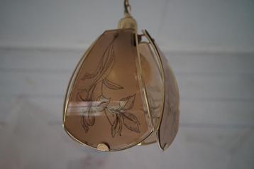vintage Hollywood Regency hanglamp creme goud metaal glas beschikbaar voor biedingen