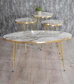 Set van 4 salon tafel Nieuwe zwart/goud en wit/goud, Huis en Inrichting, Tafels | Bijzettafels, Nieuw, Ophalen of Verzenden, Minder dan 55 cm