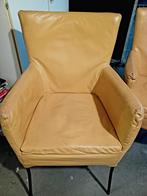 4 zalmkleurige leren eetkamerstoelen, Huis en Inrichting, Ophalen, Gebruikt, Overige kleuren, Leer
