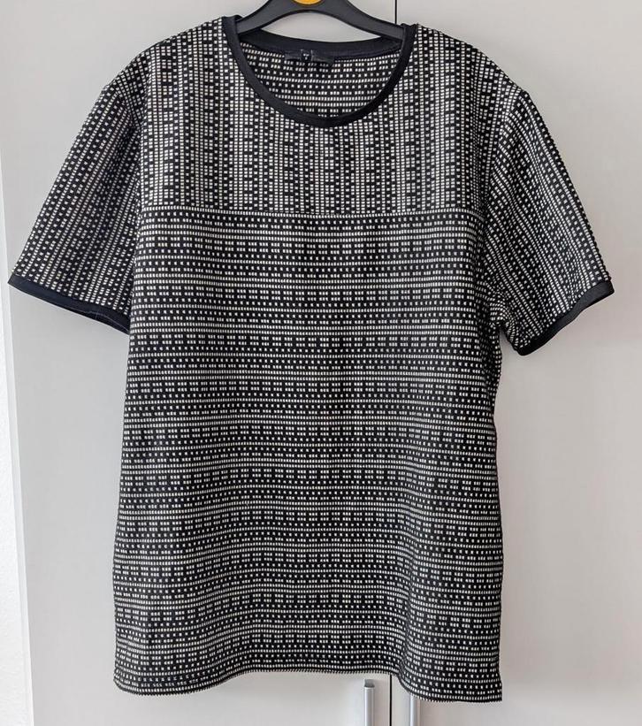 River Island Shirt Zwart | Witte Vierkantjes | Maat M, Kleding | Heren, T-shirts, Zo goed als nieuw, Zwart, Ophalen of Verzenden