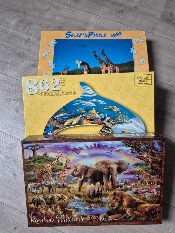 Puzzel Collectie: Selecta, Silhouette, Rainbow Waterhole, Hobby en Vrije tijd, Denksport en Puzzels, Gebruikt, Legpuzzel, 500 t/m 1500 stukjes