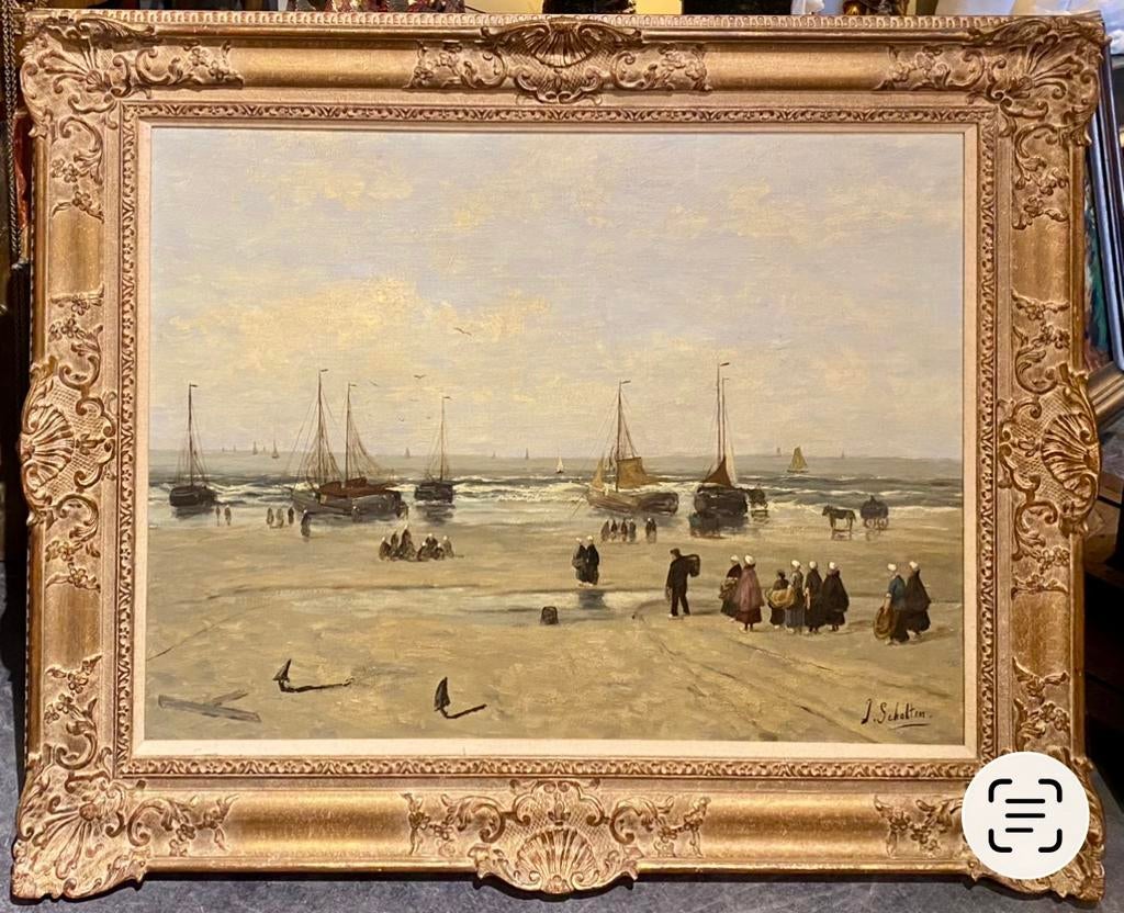 Strandgezicht, “Vertrek van de vissersvloot”, (naar) Mesdag., Ophalen