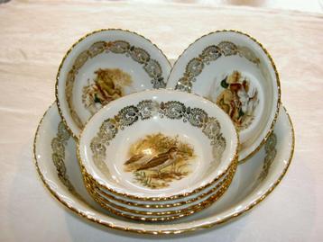 Franse dessertschaal + schaaltjes wildservies beschikbaar voor biedingen