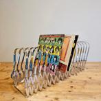 design Tijdschriftenrek of LP-rek in chroom, Huis en Inrichting, Woonaccessoires | Krantenbakken en Lectuurbakken, Ophalen of Verzenden