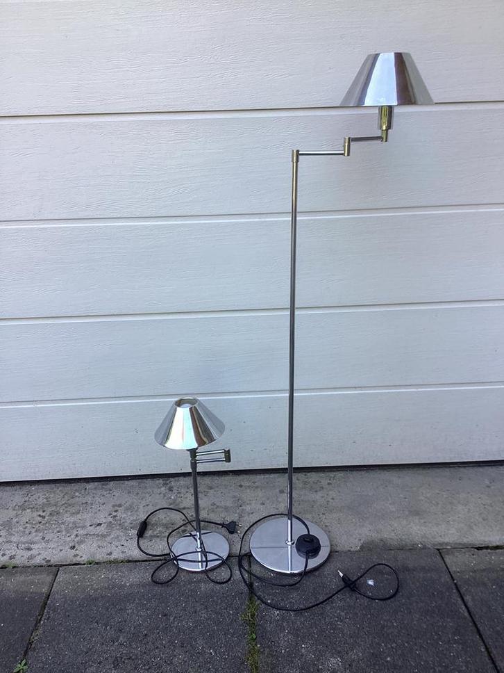 Staande lamp met bijpassende tafellamp, Huis en Inrichting, Lampen | Vloerlampen, Zo goed als nieuw, 150 tot 200 cm, Ophalen of Verzenden