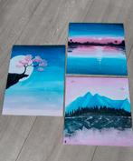 3 leuke schilderijen, Minder dan 50 cm, Ophalen of Verzenden, Zo goed als nieuw, Schilderij