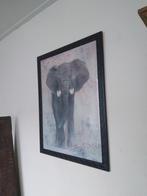 Mooi schilderij van olifant in bruin/grijstinten, Zo goed als nieuw, Ophalen