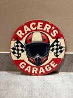 Mancave Bar Café Wanddecoratie metalen bordje Racer’s Garage, Ophalen of Verzenden, Zo goed als nieuw, Reclamebord