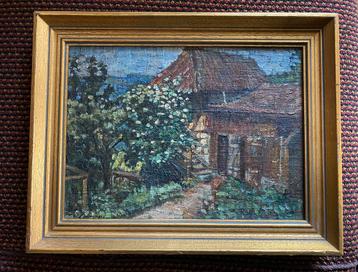 Impressionistisch schilderij - Boerderij met tuin beschikbaar voor biedingen