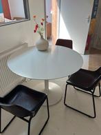 Witte ronde eettafel van fonq 110cm, Huis en Inrichting, Tafels | Eettafels, Ophalen, Rond, Zo goed als nieuw, Vier personen