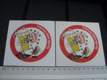 2x sticker heerlijk helder Heineken logo glas bier carnaval beschikbaar voor biedingen