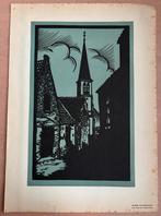 Frans Bosen - 'Slopje te Zandvoort' (linosnede, art deco), Antiek en Kunst, Kunst | Etsen en Gravures, Ophalen of Verzenden