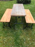 Tuintafel met 2 bankjes alles 75 euro, Tuin en Terras, Tuintafels, Ophalen of Verzenden, Zo goed als nieuw, Rechthoekig