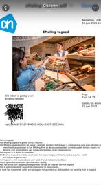 Efteling tegoed 2x50 voor eten, drinken, souvenirs, Tickets en Kaartjes, Twee personen, Kortingsbon, Pretpark
