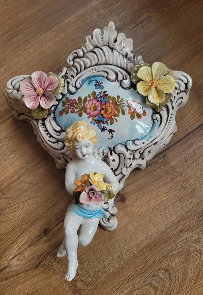 Italiaanse Bassano keramiek wandjardiniere, Antiek en Kunst, Antiek | Keramiek en Aardewerk, Ophalen of Verzenden