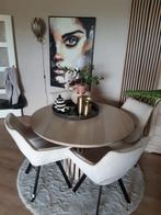 Mooie ronde eettafel, Huis en Inrichting, Ophalen, Rond, Zo goed als nieuw, Vier personen