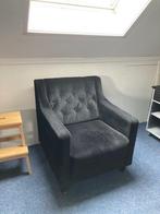 Fauteuil zwart velours stof, Huis en Inrichting, Fauteuils, Ophalen, 75 tot 100 cm, Zo goed als nieuw, Stof