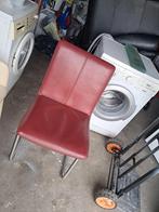 4 leren eetkamer stoelen echt leer met ijzer onder, Ophalen, Zo goed als nieuw, Modern huiselijk, Rood