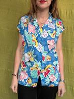 Vintage Hawaï blouse / shirt - blauw - M/38/medium, Gedragen, Blauw, Maat 38/40 (M), Vintage