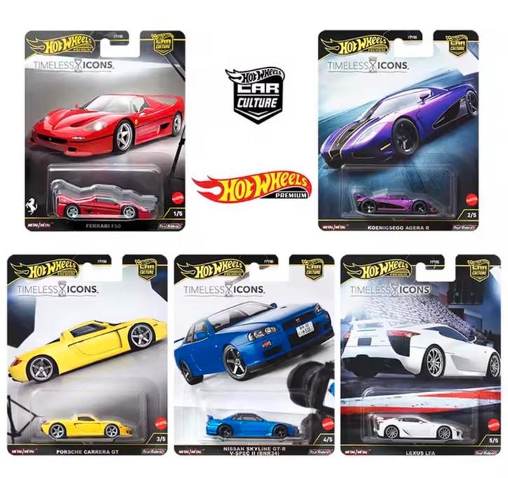 Hot Wheels Premium Timeless Icons Set - 5 Auto's, Hobby en Vrije tijd, Modelauto's | Overige schalen, Nieuw, Ophalen of Verzenden