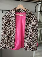 Jasje Luipaard print met fel roze voering, maat M/L, Maat 38/40 (M), Bruin, Ophalen of Verzenden, Jasje